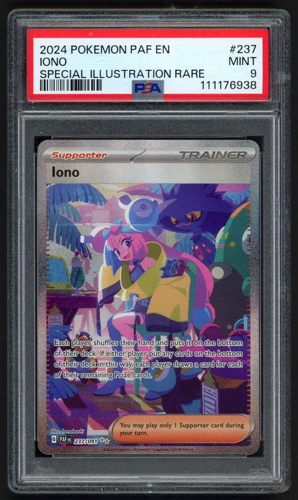 Iono Special Illustration Rare Paldean Fates 237/091, PSA 9 Pokemon Card