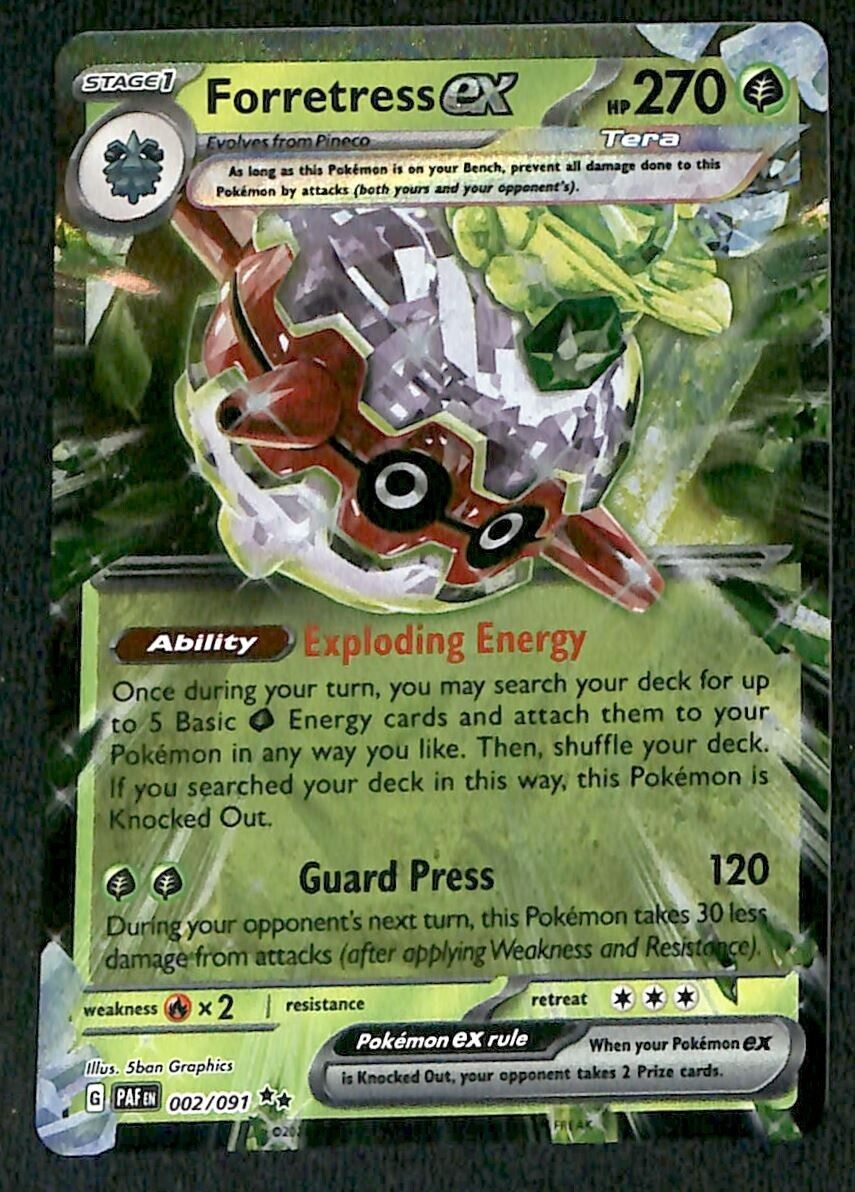 Forretress ex Ultra Rare Paldean Fates 002/091, NM Pokemon Card