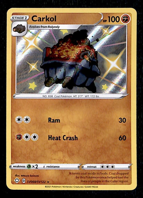 Shiny Carkol Ultra Rare Shining Fates SV068/SV122, NM Pokemon Card Shiny Carkol Ultra Rare Shining Fates SV068/SV122, NM Pokemon Card