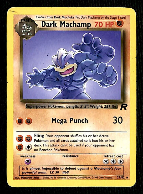 Dark Machamp Team Rocket VG, 27/82 Pokemon Card. Dark Machamp Team Rocket VG, 27/82 Pokemon Card.