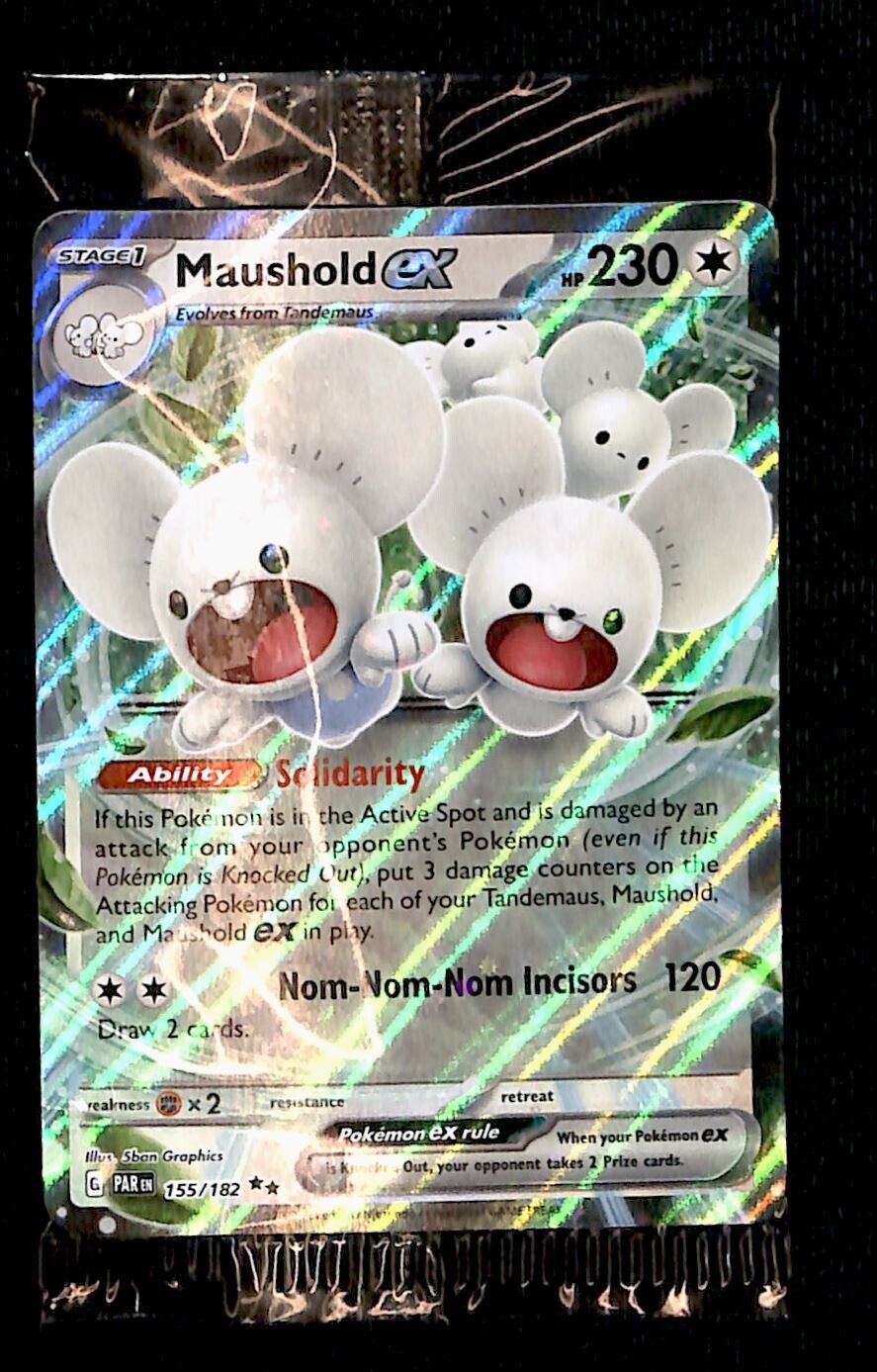 Maushold ex Ultra Rare Paradox Rift 155/182, NM Pokemon Card SEALED