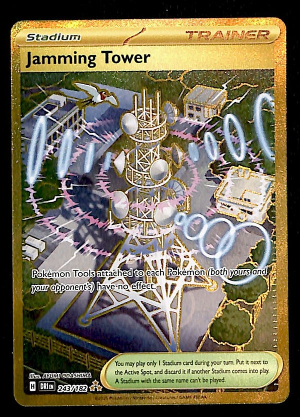Jamming Tower Full Art Gold Card Destined Rivals 243/182 NM Pokemon Card