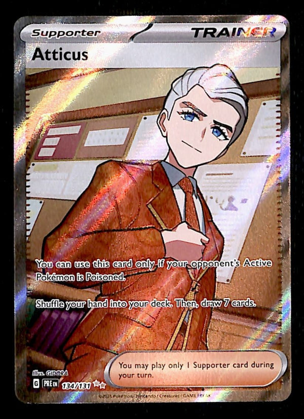 Atticus Full Art Trainer Prismatic Evolutions 134/131, NM Pokemon Card