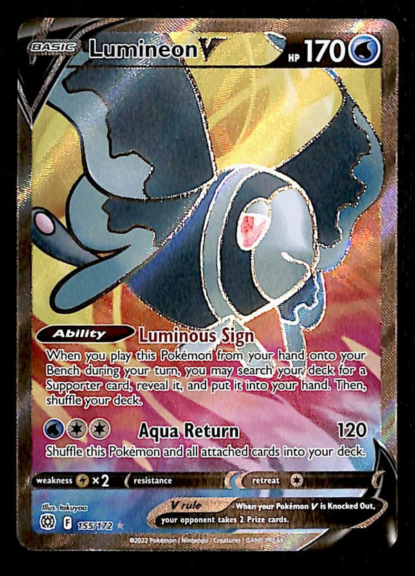 Lumineon V Full Art Brilliant Stars 155/172, NM Pokemon Card