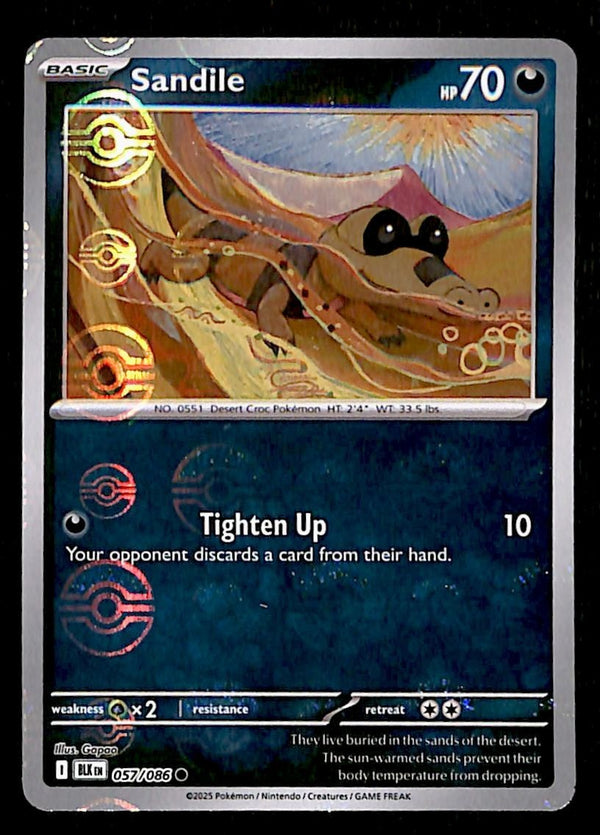 Sandile Pokeball Black Bolt 057/086, NM Pokemon Card