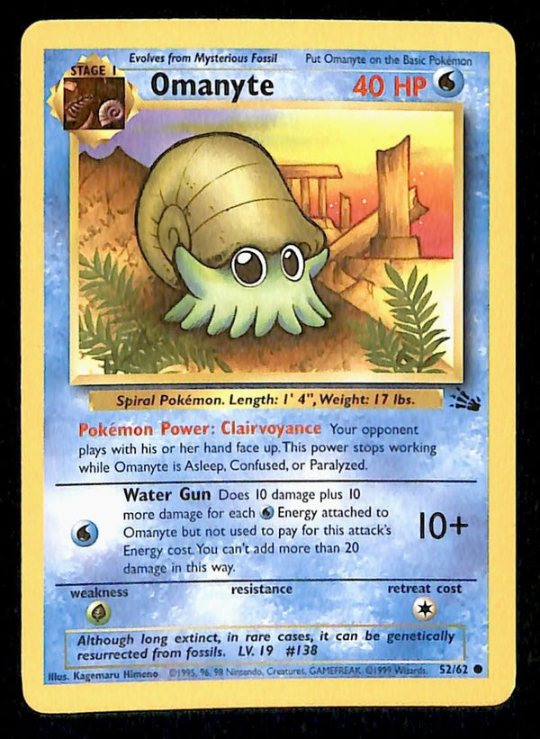 Omanyte Fossil NM, 52/62 Pokemon Card