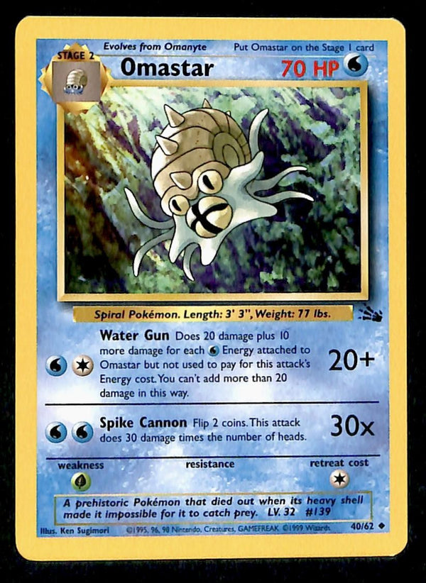 Omastar Fossil NM, 40/62 Pokemon Card