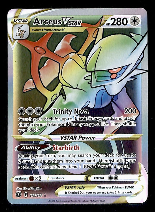 Arceus Vstar Rainbow Secret Rare Brilliant Stars 176/172, NM Pokemon C Arceus Vstar Rainbow Secret Rare Brilliant Stars 176/172, NM Pokemon C
