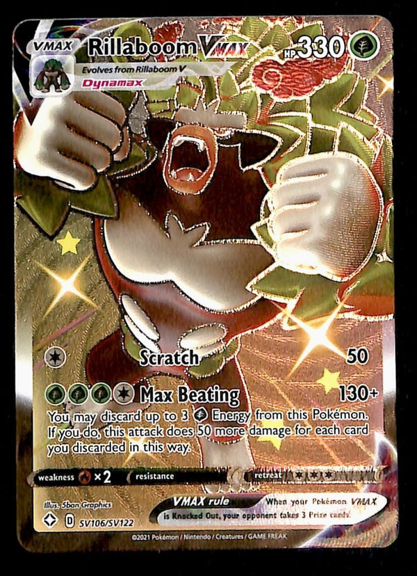 Shiny Rillaboom Vmax Full Art Shining Fates SV106/SV122, NM Pokemon Card