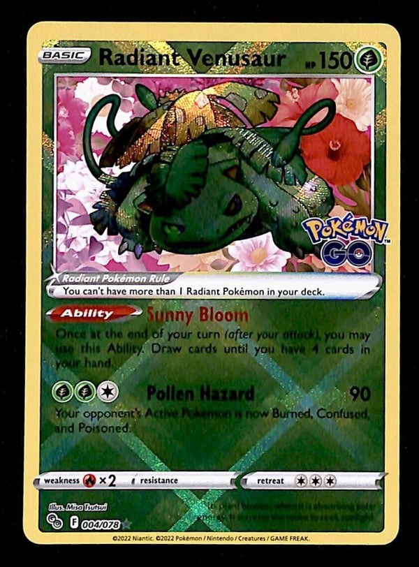 Radiant Venusaur Ultra Rare Pokemon GO 004/078, NM Pokemon Card Radiant Venusaur Ultra Rare Pokemon GO 004/078, NM Pokemon Card