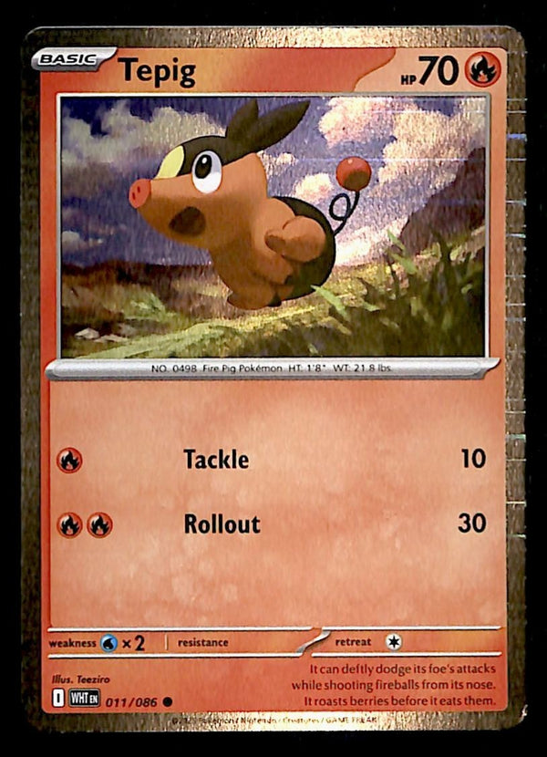 Tepig Holo White Flare 011/086, NM Pokemon Card