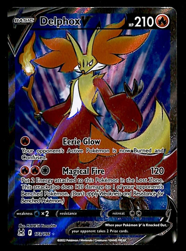 Delphox V Full Art Lost Origin 173/196, NM Pokemon Card