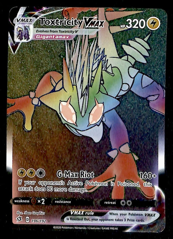 Toxtricity Vmax Secret Rare Rebel Clash 196/192, NM Pokemon Card