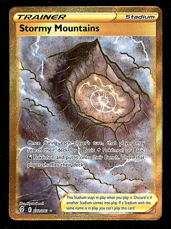 Stormy Mountains Gold Card Evolving Skies 232/203, NM Pokemon Card