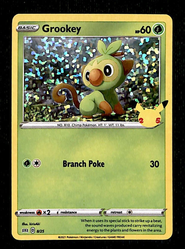 Grookey Holo McDonalds 25th Anniversary 8/25, NM Pokemon Card Grookey Holo McDonalds 25th Anniversary 8/25, NM Pokemon Card