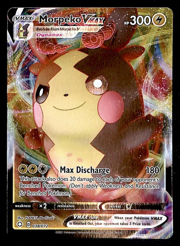 Morpeko Vmax Ultra Rare Shining Fates 038/072, NM Pokemon Card Morpeko Vmax Ultra Rare Shining Fates 038/072, NM Pokemon Card