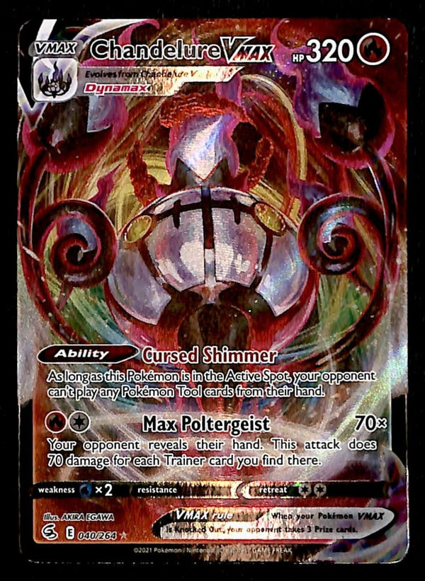 Chandelure Vmax Ultra Rare Fusion Strike 040/264, NM Pokemon Card