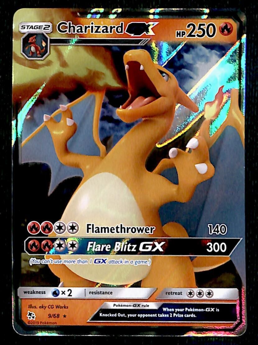 Charizard GX Ultra Rare Hidden Fates 9/68, NM Pokemon Card