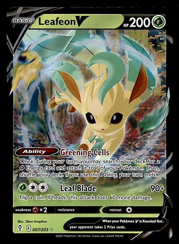 Leafeon V Ultra Rare Evolving Skies 007/203, NM Pokemon Card