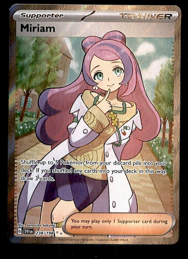Miriam Full Art Trainer Ultra Rare Scarlet & Violet Bae 238/198, NM Pokemon Card