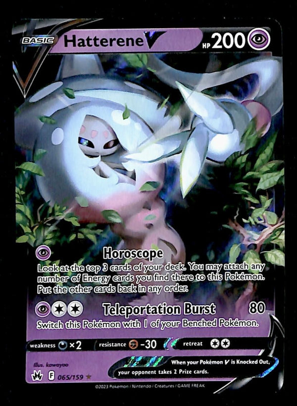 Hatterene V Ultra Rare Crown Zenith  065/159, NM Pokemon Card