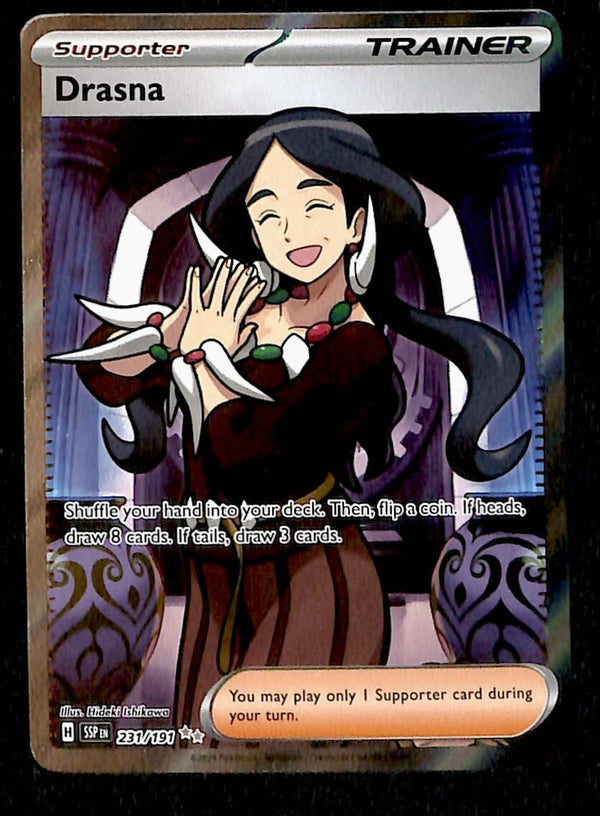 Drasna Full Art Trainer Surging Sparks 231/191, NM Pokemon Card Drasna Full Art Trainer Surging Sparks 231/191, NM Pokemon Card