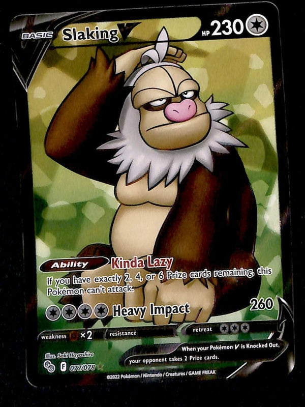 Slaking V Full Art Rare Pokemon GO 077/078, NM Pokemon Card Slaking V Full Art Rare Pokemon GO 077/078, NM Pokemon Card