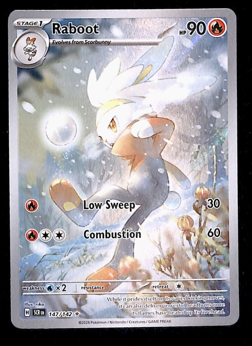 Raboot Illerstration Rare Stellar Crown 147/142, NM Pokemon Card