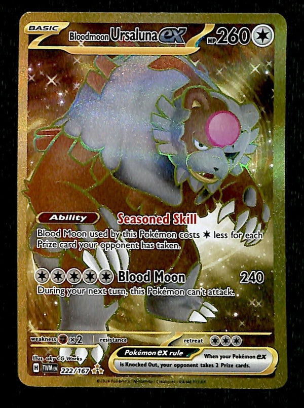 Ursaluna EX Gold Card Twilight Masquerade 222/167, NM Pokemon Card