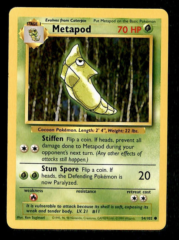 Metapod Base Set 1999 Unlimited Print NM, 54/102 Pokemon Card.