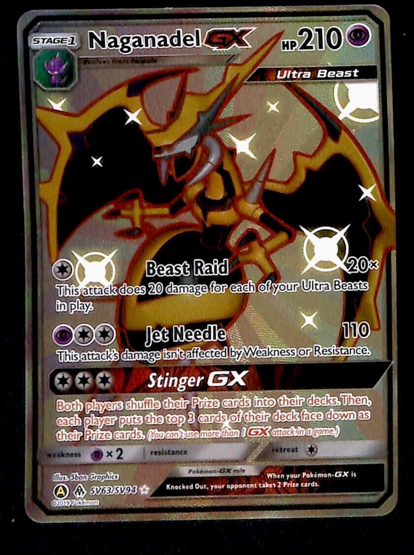 Shiny Naganadel GX Ultra Rare Hidden Fates SV63/SV94, NM Pokemon Card