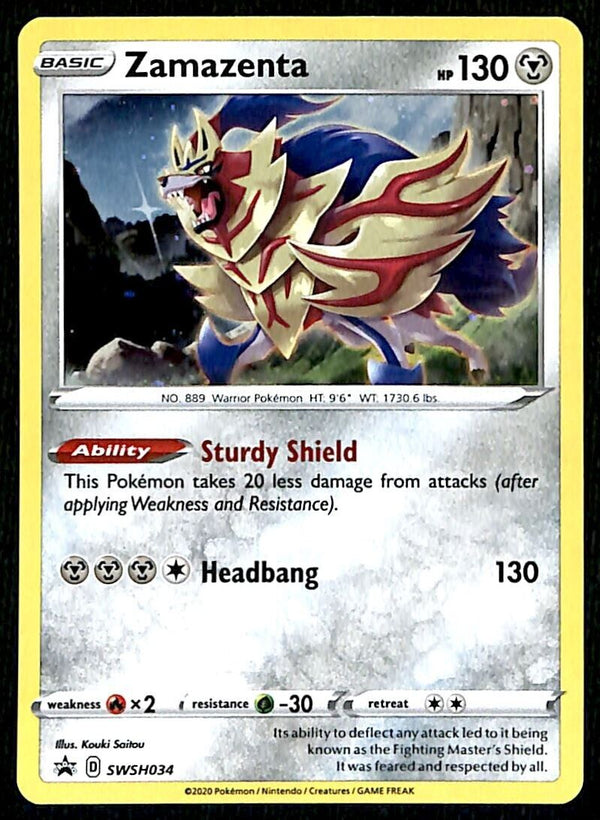 Zamazenta Holo Black Star Promo SWSH034, NM Pokemon Card