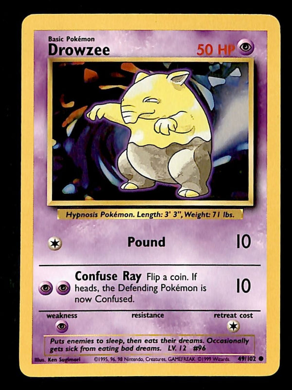 Drowzee Base Set 1999 Unlimited Print NM, 49/102 Pokemon Card.