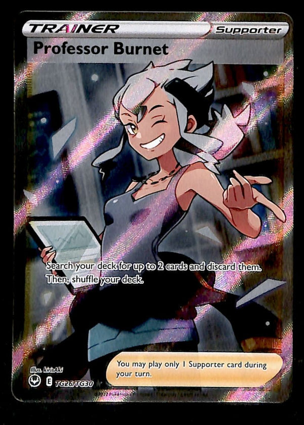 Professor Burnet Full Art Silver Tempest TG26/TG30, NM Pokemon Card