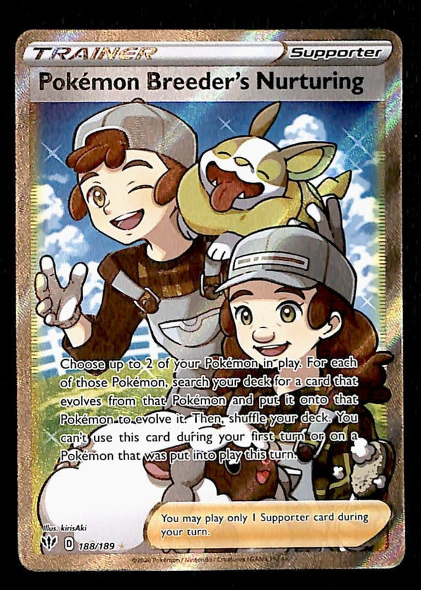 Pokemon Breeders Nurturing Full Art Darkness Ablaze 188/189, NM Pokemon Card