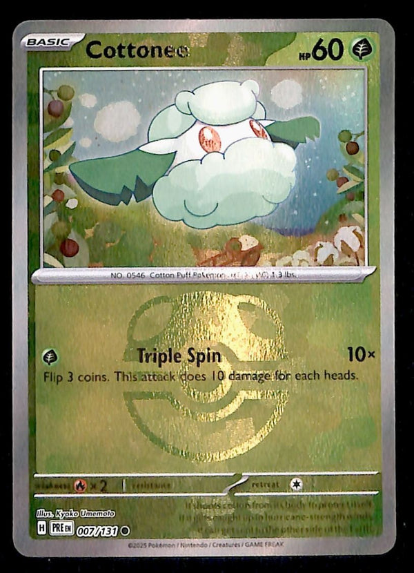 Cottonee Master Ball Prismatic Evolutions 007/131, NM Pokemon Card