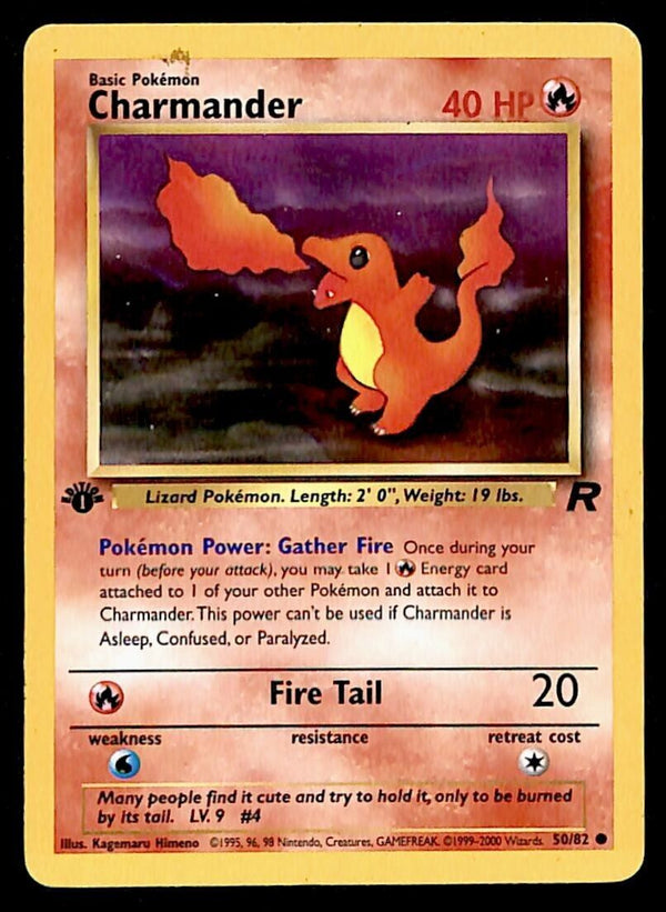 Charmander Team Rocket 1st Edition EX, 50/82 Pokemon Card.