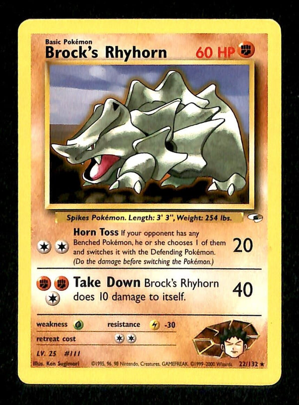 Brocks Rhyhorn Gym Heroes EX, 22/132 Pokemon Card. Brocks Rhyhorn Gym Heroes EX, 22/132 Pokemon Card.