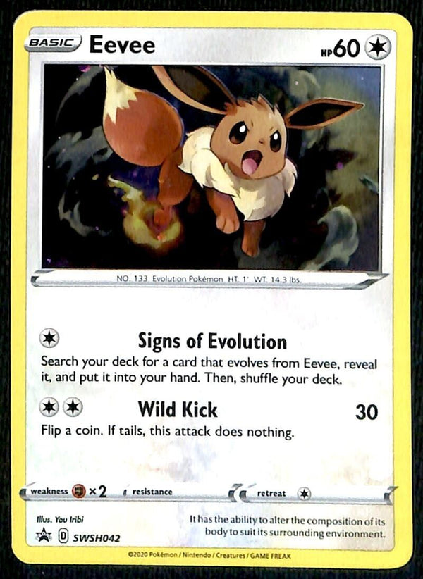 Eevee Holo Black Star Promo SWSH042, NM Pokemon Card Eevee Holo Black Star Promo SWSH042, NM Pokemon Card