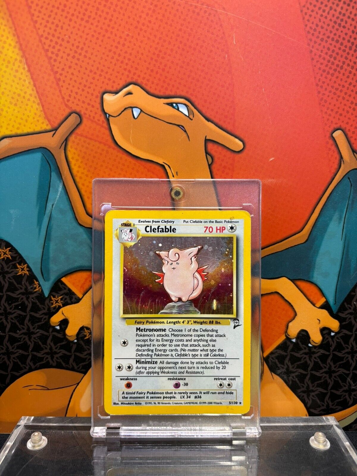 Clefable Holo Base Set 2 5/130, VG Pokemon Card