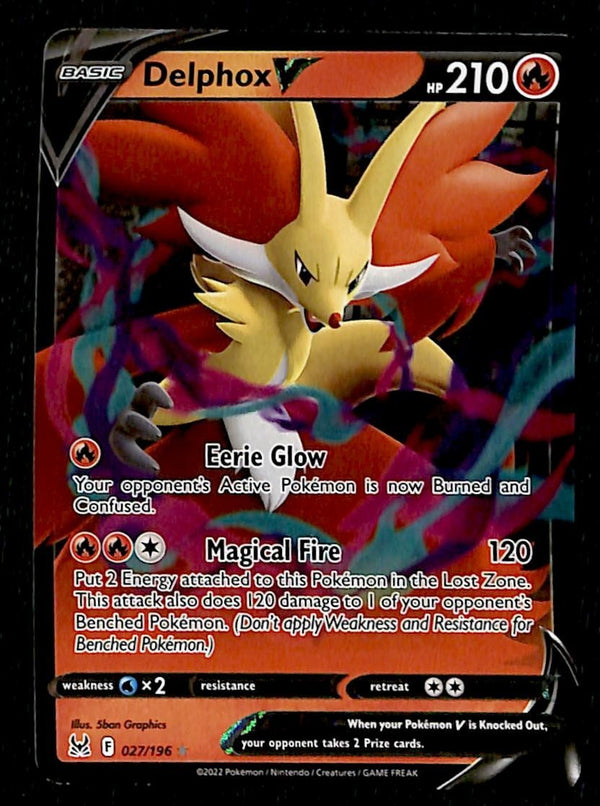Delphox V Ultra Rare Lost Origin 027/196, NM Pokemon Card