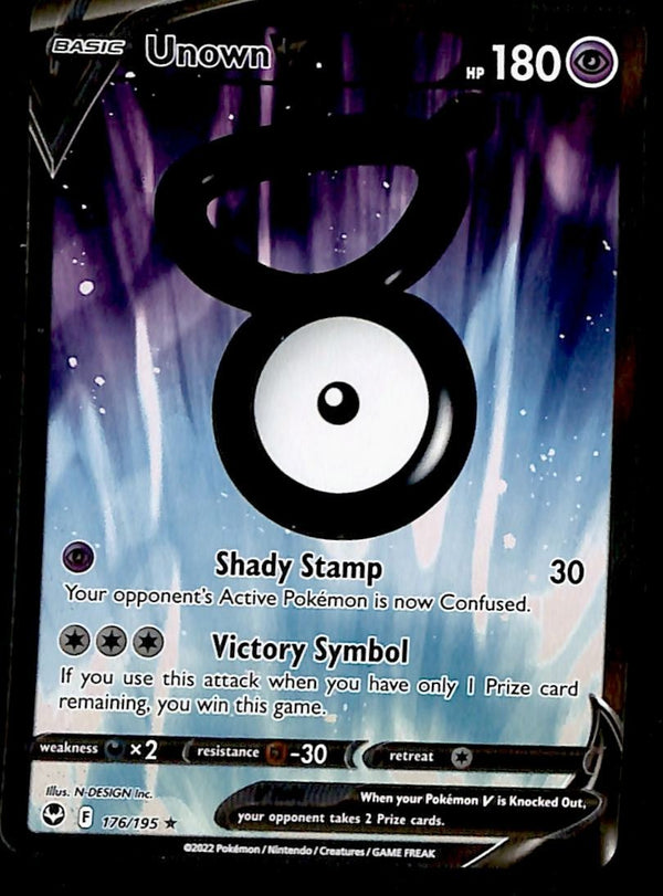 Unown V Silver Tempest 176/195, NM Pokemon Card Unown V Silver Tempest 176/195, NM Pokemon Card
