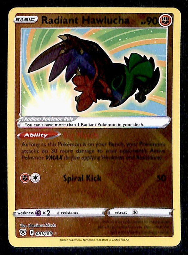 Radiant Hawlucha Ultra Rare Astral Radiance 081/189, NM Pokemon Card Radiant Hawlucha Ultra Rare Astral Radiance 081/189, NM Pokemon Card