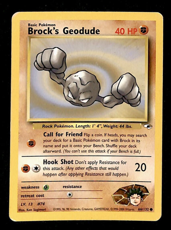 Brock's Geodude Gym Heroes VG, 66/132 Pokemon Card.