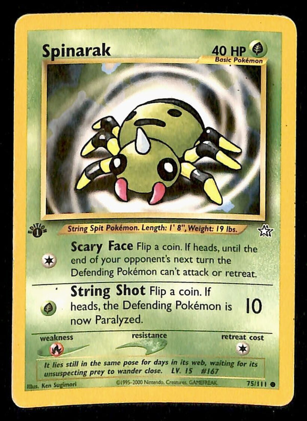 1st Edition Spinarak Neo Genesis VG 75/111 Pokemon Card