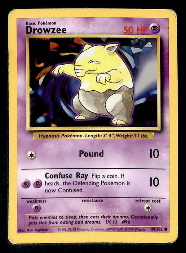 Drowzee Base Set 1999 Unlimited Print VG, 49/102 Pokemon Card.