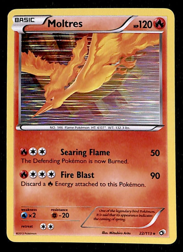 Moltres Holo Rare Legendary Treasures 22/113, NM Pokemon Card
