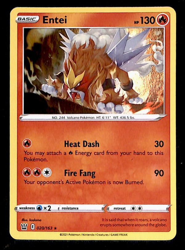 Entei Holo Battle Styles 020/163, NM Pokemon Card