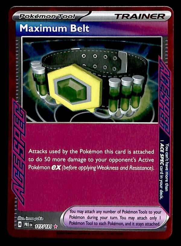Maximum Belt Ace Spec Prismatic Evoloutions 117/131, NM Pokemon Card