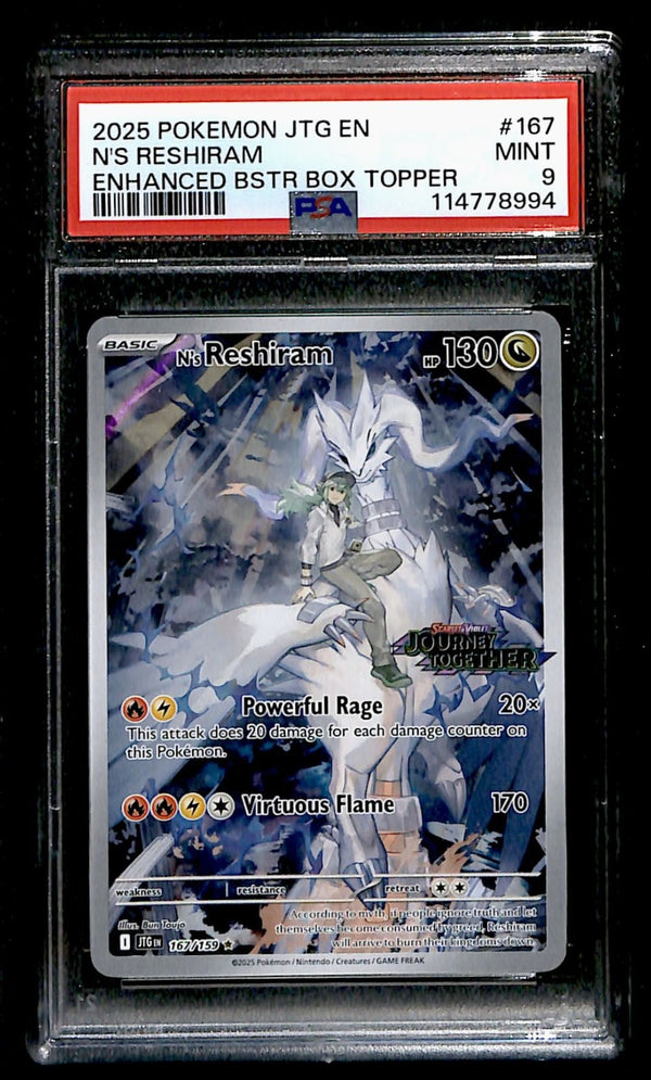 N's Reshiram Journey Together Stamped 167/159, PSA 9 Pokemon Card